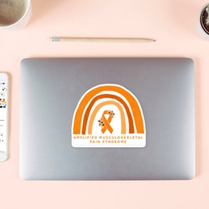 Rainbow AMPS Sticker, Amplified Musculoskeletal Pain Syndrome, AMPS Awareness Stickers, AMPS Decal, Orange Awareness Ribbon, Chronic Pain image 4