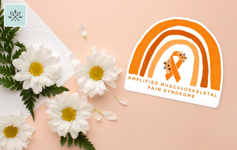 Rainbow AMPS Sticker, Amplified Musculoskeletal Pain Syndrome, AMPS Awareness Stickers, AMPS Decal, Orange Awareness Ribbon, Chronic Pain image 3