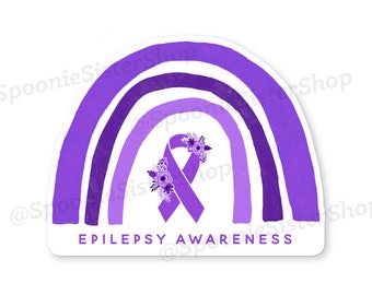 Regenboog Epilepsie Sticker, Epilepsie Awareness Stickers, Epilepsie Sticker, Purple Awareness Ribbon, Chronische Ziekte Sticker, Regenboog Sticker Gift