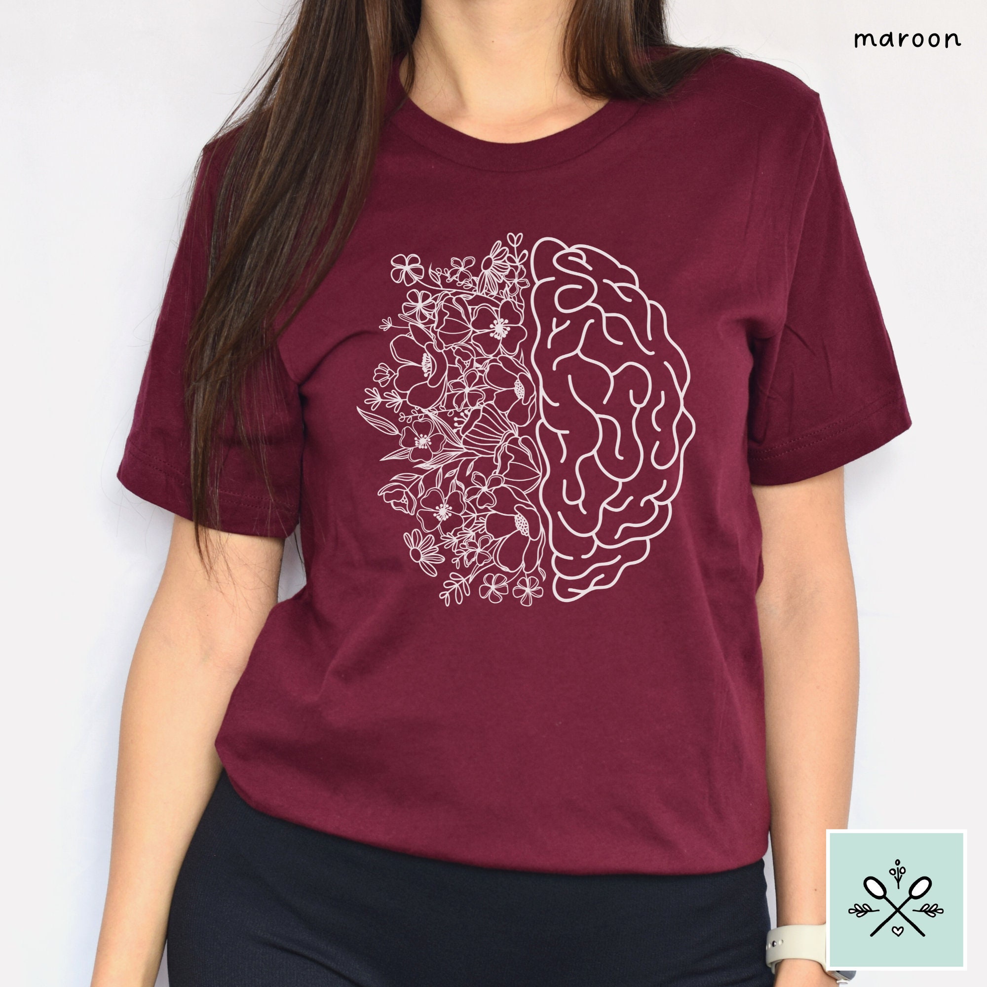 Brain Shirt, Floral Brain Anatomy Shirt, Brain Tshirt, Mental Health ...