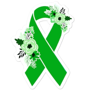 Green Awareness Sticker, Green Awareness Ribbon Stickers, Chronic Illness Sticker, Cancer Awareness Decal, Mental Health Stickers