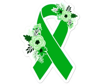Green Awareness Sticker, Green Awareness Ribbon Stickers, Chronic Illness Sticker, Cancer Awareness Decal, Mental Health Stickers