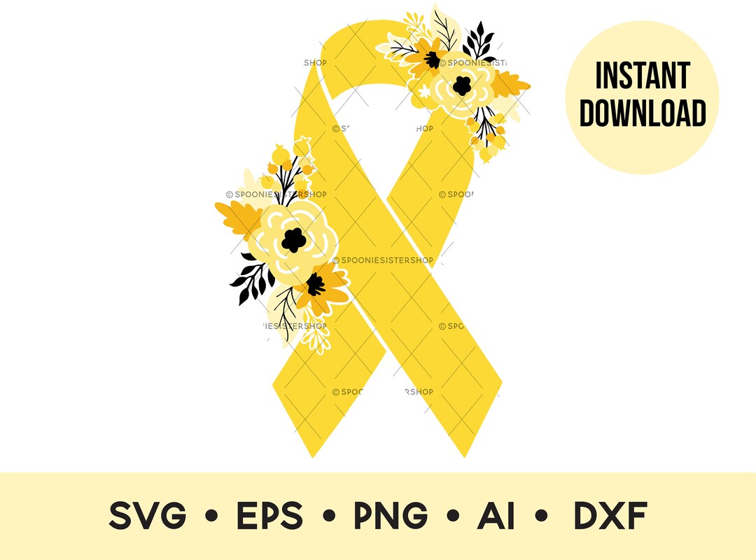 Yellow Awareness Ribbon SVG Yellow Ribbon PNG Yellow Ribbon - Etsy