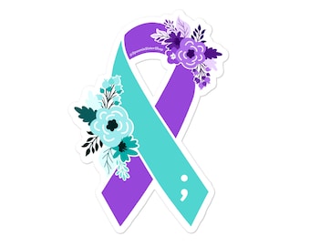Suicide Awareness Sticker, Semicolon Awareness Ribbon Stickers, Suicide Prevention Decal, Semi-Colon Suicide Awareness