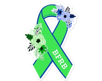 Body Focused Repetitive Disorder Sticker, BFRB Awareness Sticker, BFRB Decal, BFRBs Awareness Ribbon Stickers, Green & Blue Awareness Ribbon