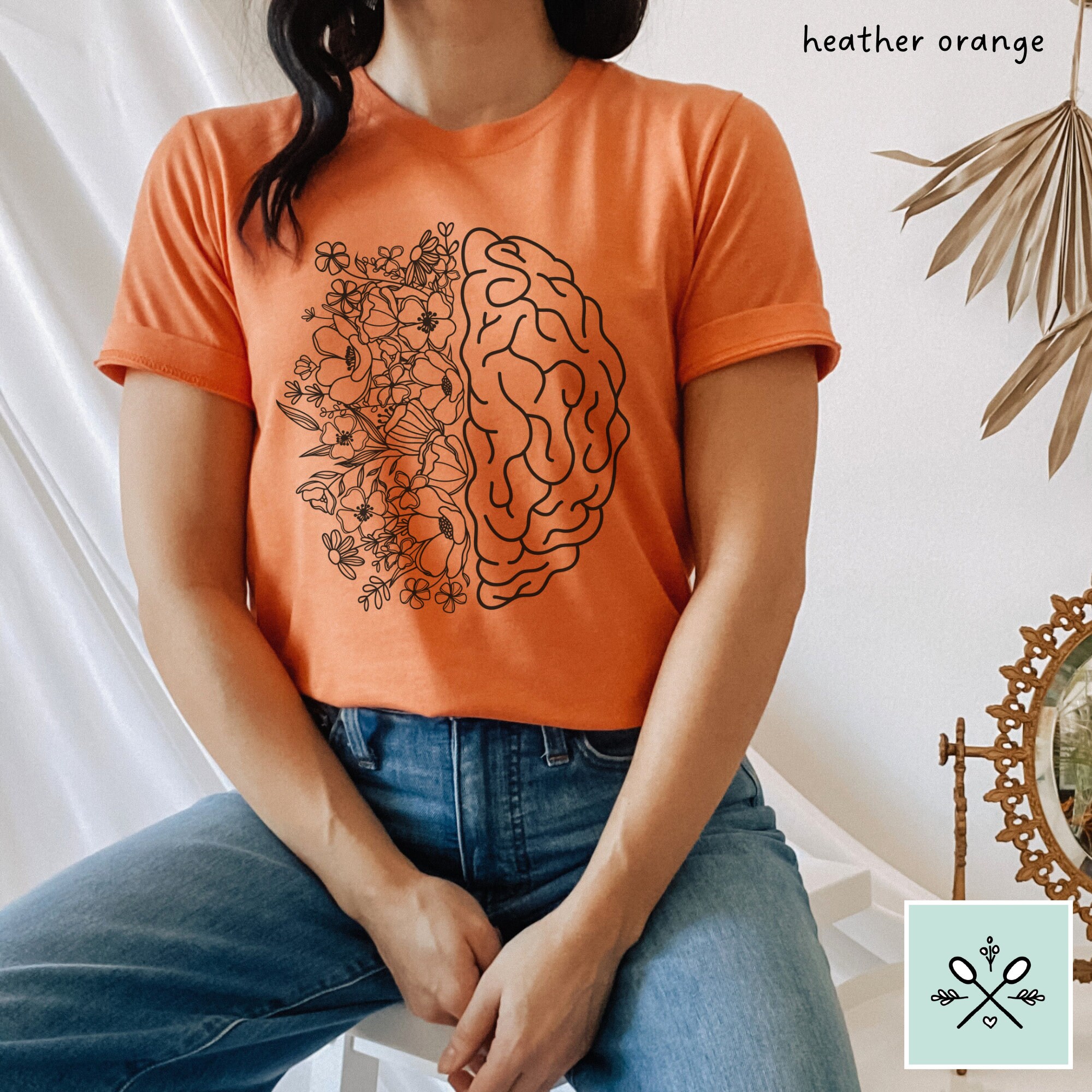 Brain Shirt, Floral Brain Anatomy Shirt, Brain Tshirt, Mental Health ...