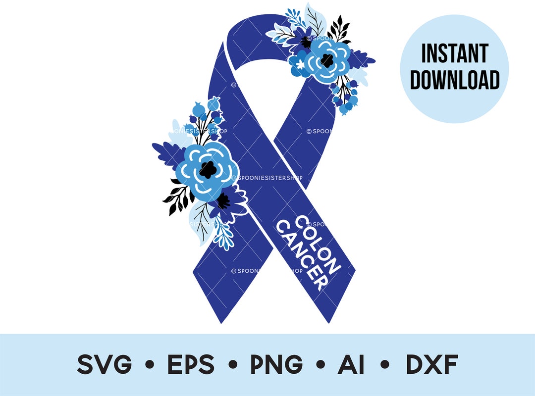Colon Cancer Awareness Ribbon SVG Colon Cancer PNG Colon - Etsy