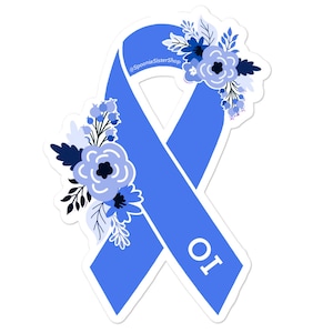 Osteogenesis Imperfecta Sticker, OI Awareness Decal, Osteogenesis Imperfecta Decal, Floral Blue Awareness Ribbon, Chronic Illness Stickers