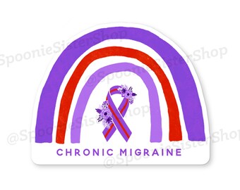 Rainbow Chronic Migraine Sticker, Chronic Migraine Awareness Sticker, Rainbow Awareness Stickers, Migraine Decal, Migraine Stickers, Spoonie