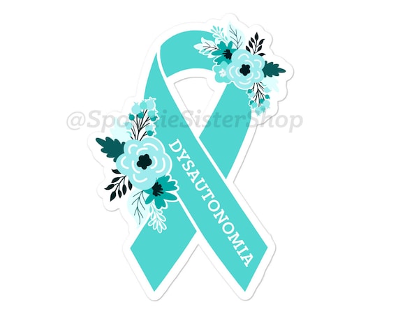 Dysautonomia Sticker, Dysautonomia Awareness Ribbon Stickers, Floral Awareness Ribbon, Dysautonomia Decal, Autonomic Dysfunction Sticker