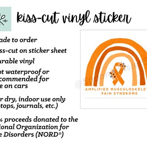 Rainbow AMPS Sticker, Amplified Musculoskeletal Pain Syndrome, AMPS Awareness Stickers, AMPS Decal, Orange Awareness Ribbon, Chronic Pain image 6