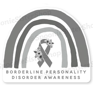 Pegatina arco iris BPD, pegatinas límite trastorno de personalidad, CALCOMANÍA DE CONCIENCIA BPD, SOPORTE BPD, Cinta de conciencia gris, Enfermedad crónica