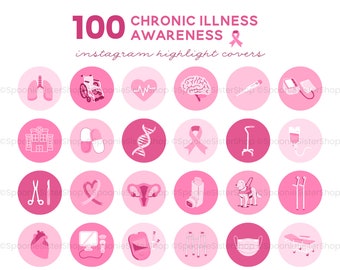 Awareness Instagram Highlight Covers, Pink Covers, Breast Cancer Awareness, Chronic Illness, Health Highlight Cover, Instagram Template