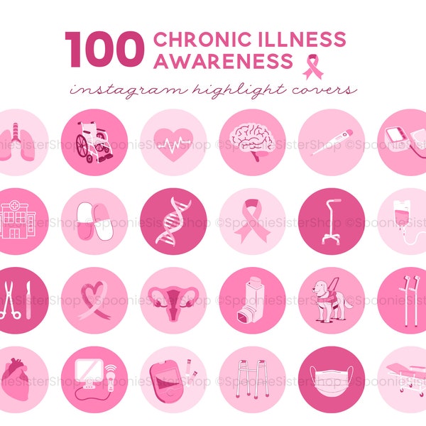 Awareness Instagram Highlight Covers, Pink Covers, Breast Cancer Awareness, Chronic Illness, Health Highlight Cover, Instagram Template