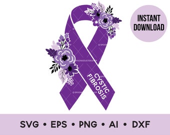 Cystic Fibrosis Awareness Ribbon SVG, Cystic Fibrosis Clip Art, Cystic Fibrosis PNG, CF Awareness, Commercial Use, Vector, Digital Download