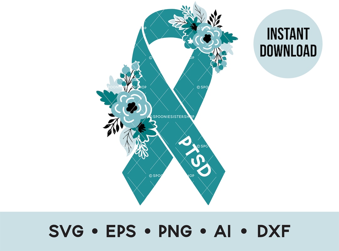 PTSD Awareness Ribbon Svg PTSD Ribbon Png Posttraumatic Etsy Australia