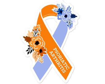 Psoriatic Arthritis Sticker, Psoriatic Arthritis Awareness Stickers, Floral Awareness Ribbon, Chronic Pain Gift, PsA Awareness Decal