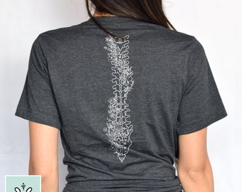 Koszulka z kwiatowym kręgosłupem, Koszulka z anatomią kręgosłupa, Koszulka z kręgosłupem, Koszulka z kwiatowym kręgosłupem, Koszulka z operacją kręgosłupa, Koszulka z zapaleniem stawów, Koszulka z urazem rdzenia kręgowego