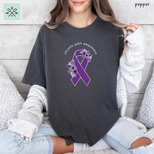 Chronic Pain Awareness Shirt, Chronic Pain Shirt, Chronic Pain Warrior TShirt, Floral Orange Awareness Ribbon T-Shirt, Comfort Colors Shirt
