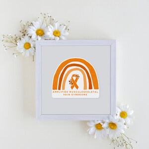 Rainbow AMPS Sticker, Amplified Musculoskeletal Pain Syndrome, AMPS Awareness Stickers, AMPS Decal, Orange Awareness Ribbon, Chronic Pain image 5