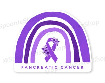 Rainbow Pancreatic Cancer Sticker, Pancreatic Cancer Support Decal, Pancreatic Cancer Awareness, Purple Awareness Ribbon, Rainbow Stickers