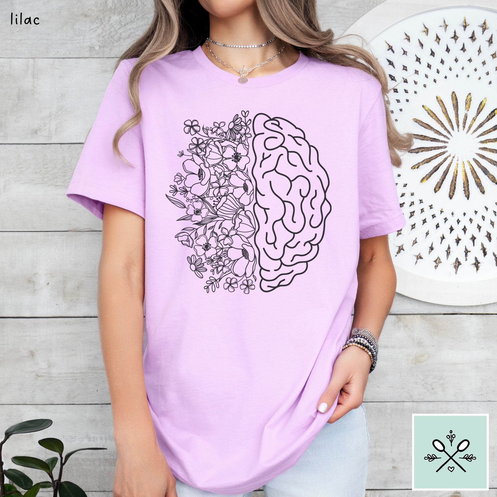 Brain Shirt, Floral Brain Anatomy Shirt, Brain Tshirt, Mental Health ...