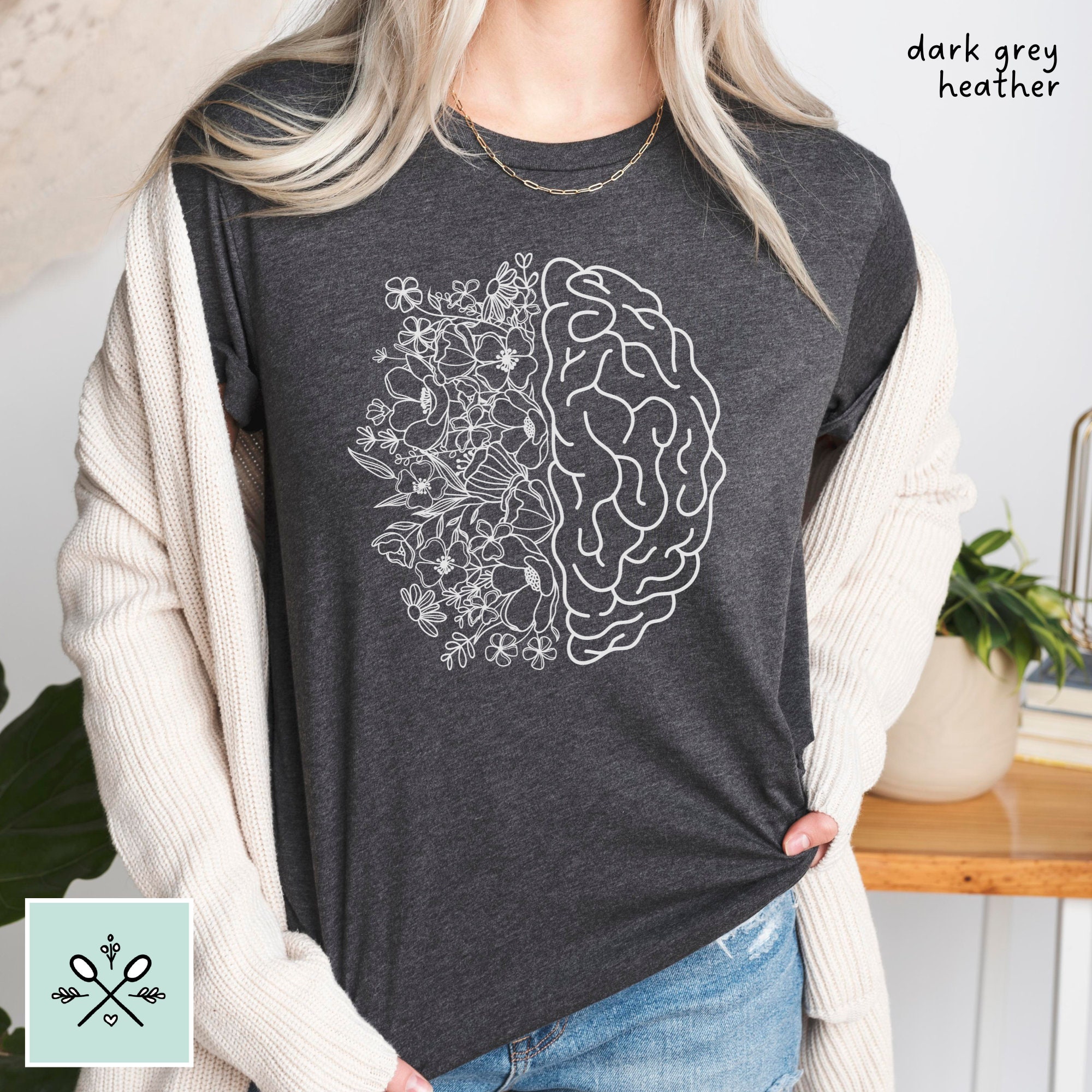 Brain Shirt, Floral Brain Anatomy Shirt, Brain Tshirt, Mental Health ...