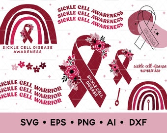 Sickle Cell Disease SVG Bundle, Sickle Cell Disease Awareness SVG, Sickle Cell Awareness, Clip Art Bundle, Digital Download, Commercial Use