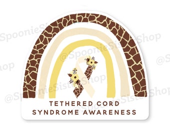Tethered Cord Syndrome Rainbow Awareness Sticker, TCS Awareness Sticker, Tethered Cord Sticker, Rainbow TCS Stickers, Tethered Spinal Cord