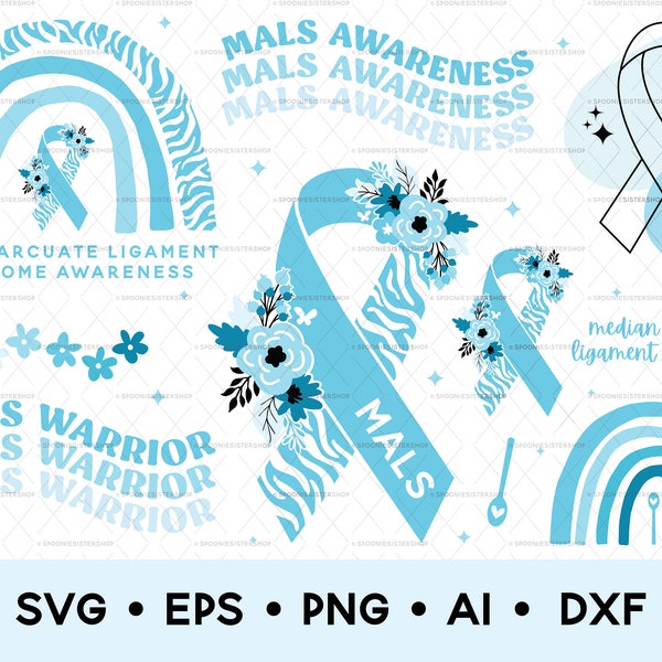 MALS Svg Bundle, Median Arcuate Ligament Syndrome, MALS Awareness Svg, MALS Clipart Bundle, Digital Download, Vector Art, Commercial Use