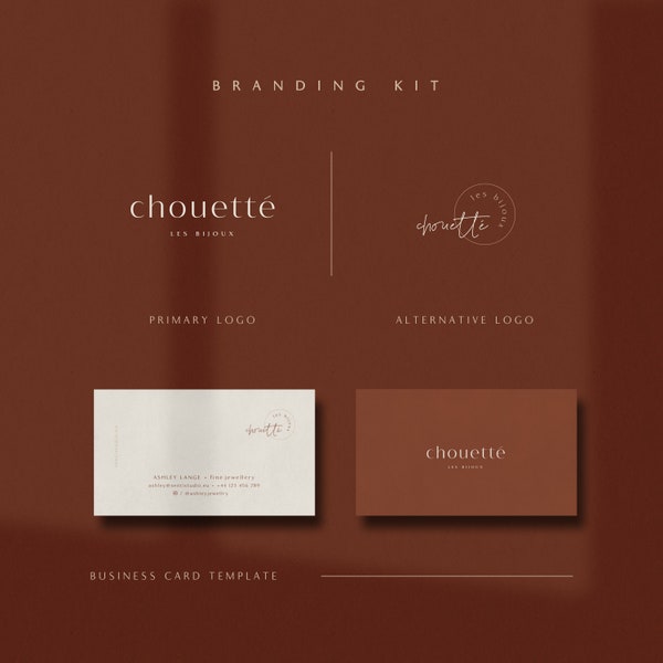 Minimalist Branding Kit, Premade Logo & Business Card Template, Stylish Branding, Creative Business Logo, Modern Branding by Senti: Chouette