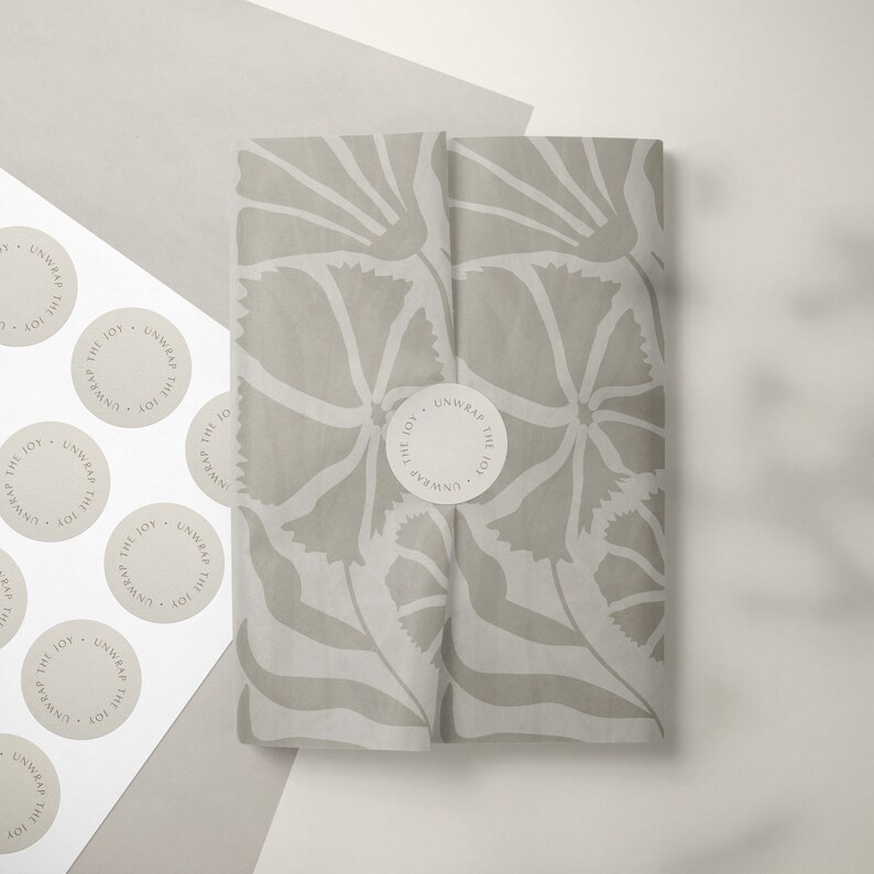 Tissue Sticker Design Printable Tissue Paper: Floral Packaging Design, Sticker Set (digital ...