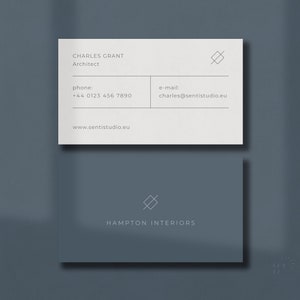Minimalist Business Card Template, Printable Business Cards, Professional Premade Calling Cards, Personalized Digital Template by Senti.