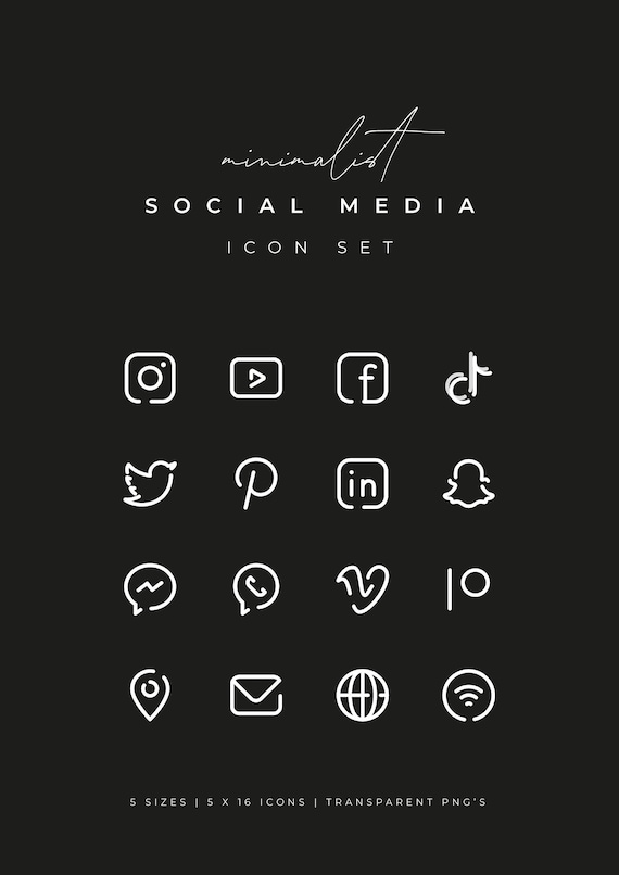 White Social Media Icons Minimalist Social Media Logos Etsy