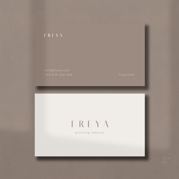Minimalist Branding, Stylish Logo, Premade Business Card, Beige Aesthetics Logo and Calling Card for Fashion or Beauty Brand by Senti: Freya