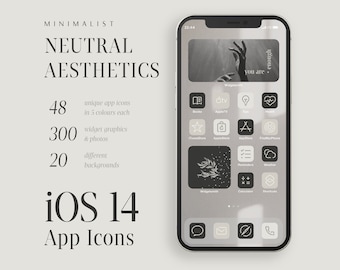 Neutral Beige iOS 14 App Icons: Minimalist Theme Pack (Digital Download)