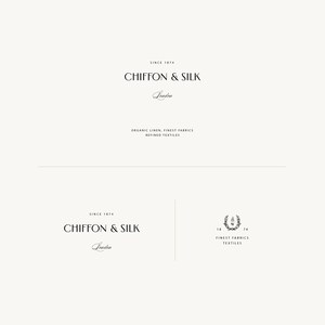 Semi-Custom Logos. Luxury Branding. Stylish Logo Templates. Set of Logos for Premium Beauty, Fashion or Home Decor Brands - Chiffon & Silk.
