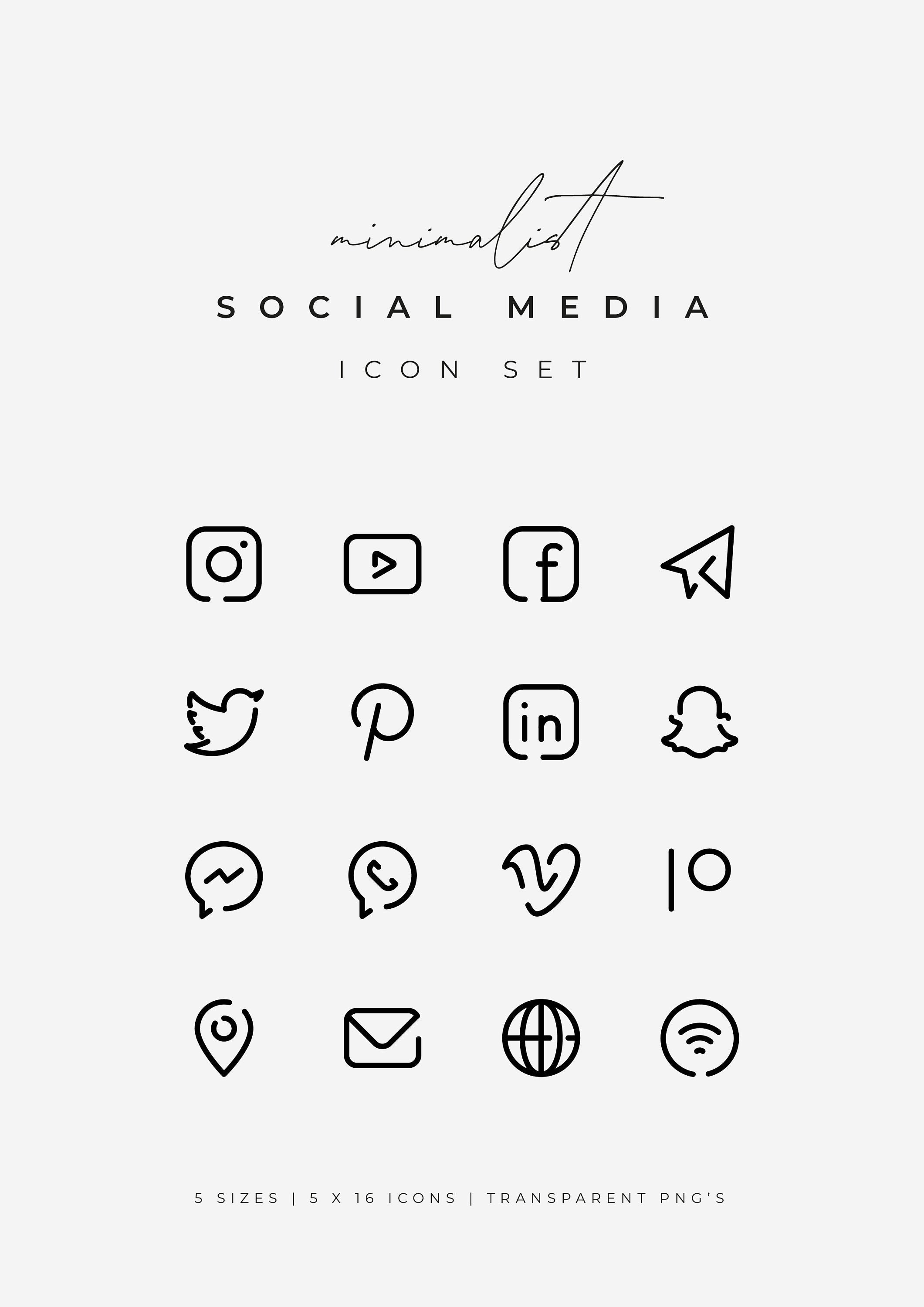 Black Social Media Icons. Minimalist Social Media Logos. - Etsy ...