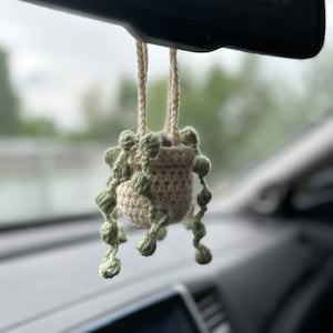 Car Hanging Plant | Crochet Hanging Plant | Car Mirror Hanging String of Pearls