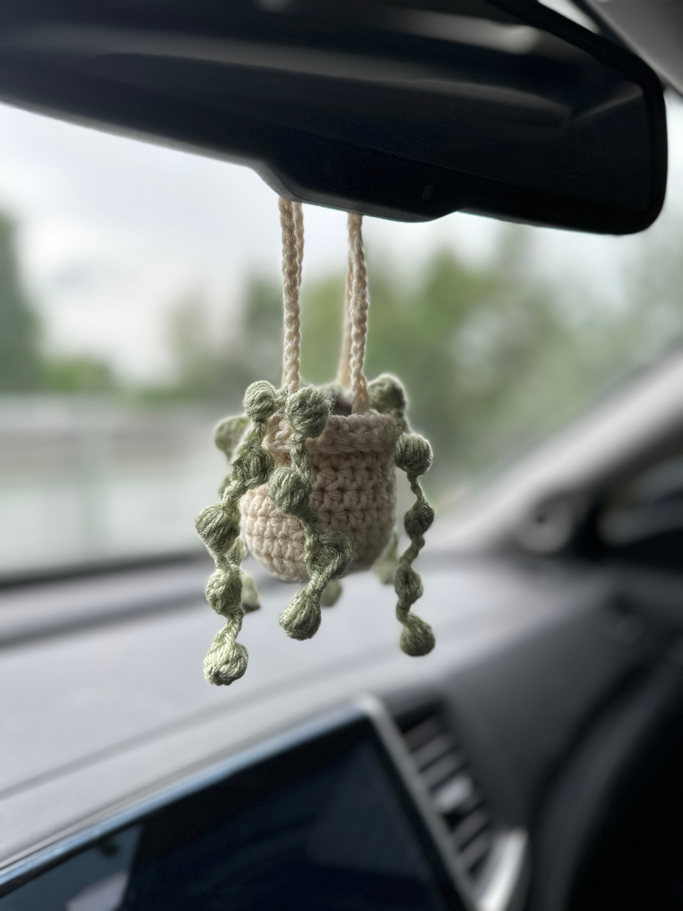 Car Hanging Plant Crochet Hanging Plant Car Mirror Hanging String of Pearls  