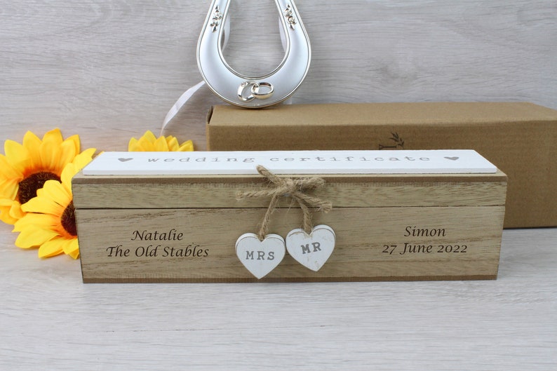 Personalised Wedding Certificate Holder, Wooden, Wedding Gifts, Marriage Certificate Box, Anniversary Gift, Wedding Keepsake, Valentine's 