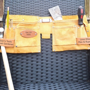 Personalised 11 Pocket Suede Leather Tool Belt, Engraved DIY Gift for Him Her, Father&#39;s Mother&#39;s Day Gift Ideas