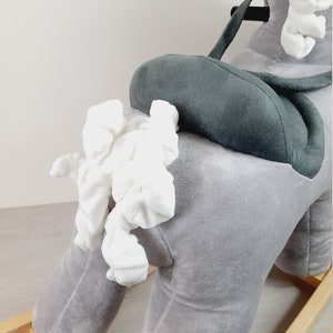 Rocking Horse in Grey Velvet Plush, Suitable For 0-3 Years, Nursery Gifts, New Born Baby, Christmas Gift Ideas image 6