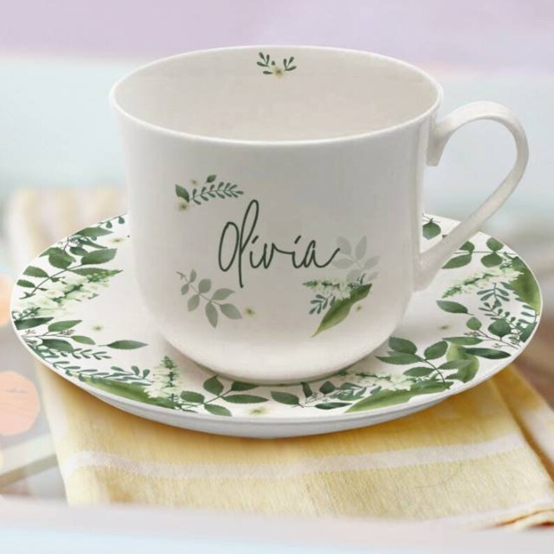 Personalised Bone China Cup Saucer and Teapot Set Perfect Gift Etsy