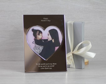 Personalised Engraved Photo Frame Silver With Gift Box and Ribbon