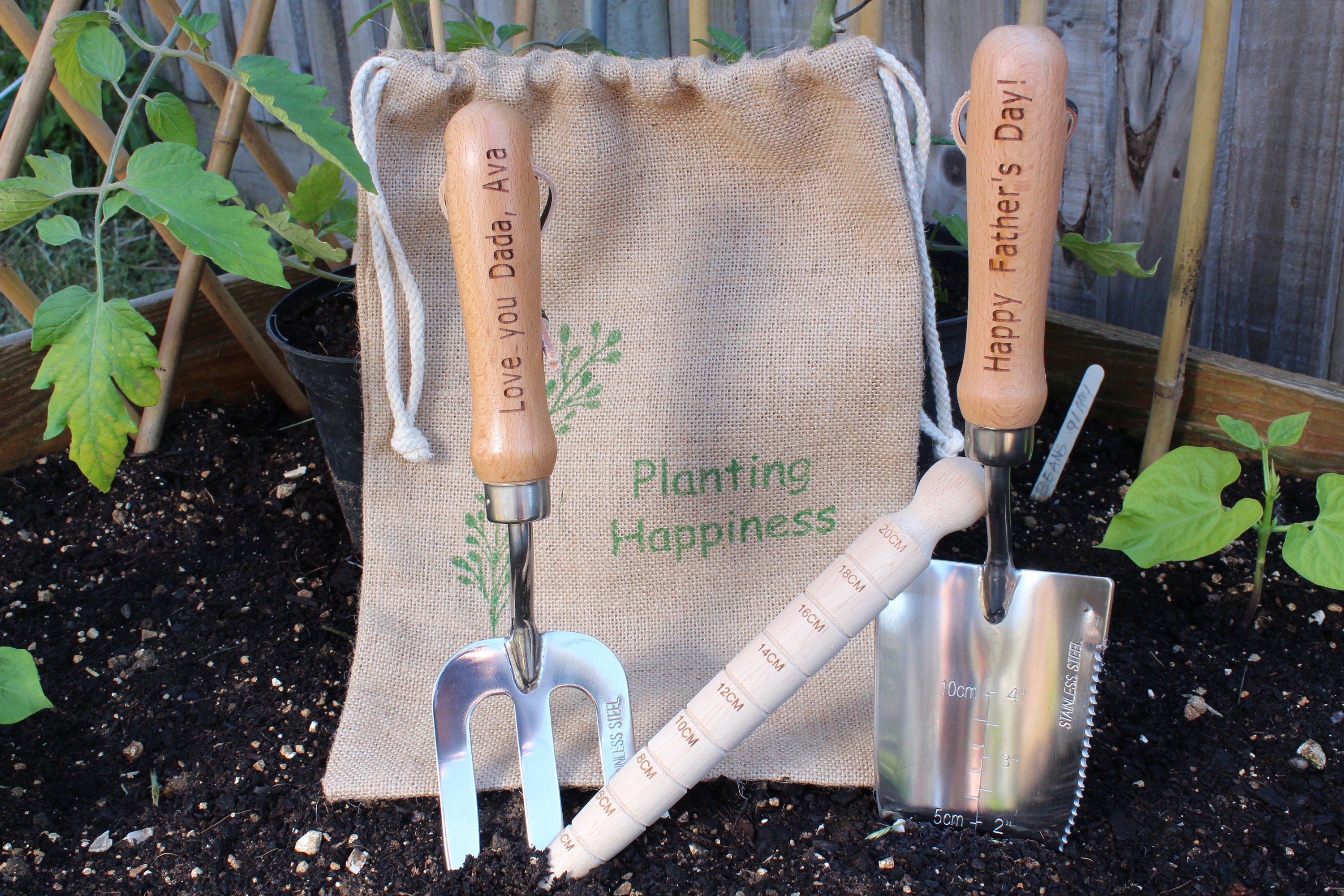 Personalised Garden Tools Engraved Gardening Gift Set Trowel Fork