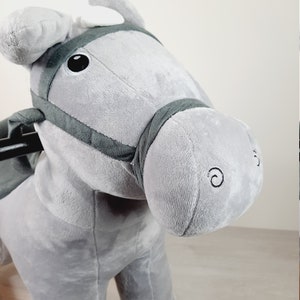 Rocking Horse in Grey Velvet Plush, Suitable For 0-3 Years, Nursery Gifts, New Born Baby, Christmas Gift Ideas image 4