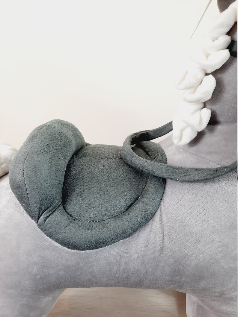 Rocking Horse in Grey Velvet Plush, Suitable For 0-3 Years, Nursery Gifts, New Born Baby, Christmas Gift Ideas image 5