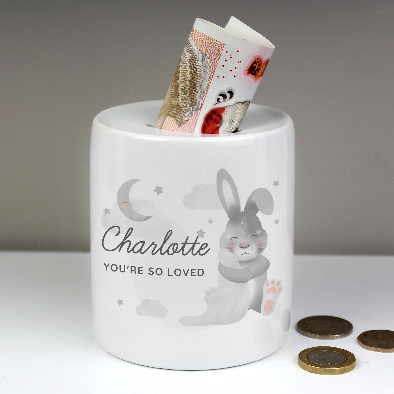 Personalised Ceramic Money Box Baby Shower Christening New Etsy