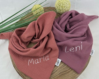 Muslin cloth with name personalized children's cloth baby toddler scarf muslin cloth burp cloth to knot double-layered 50 x 50 cm 0-5 years